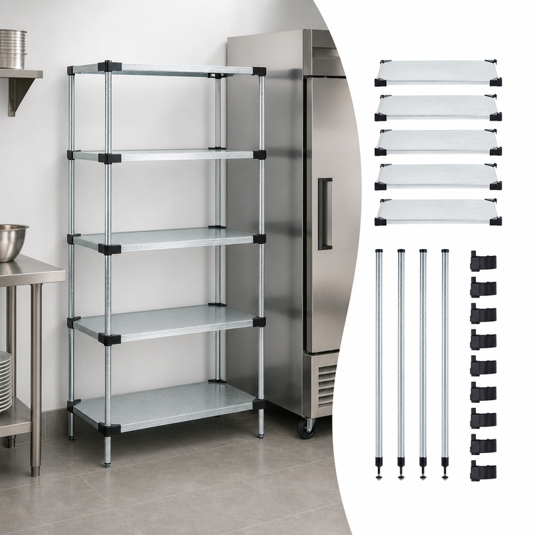 Product image #3 for Quantum Stationary Solid Shelving Starter Kit, 36 x 14 x 54 Inches, 5 Shelves