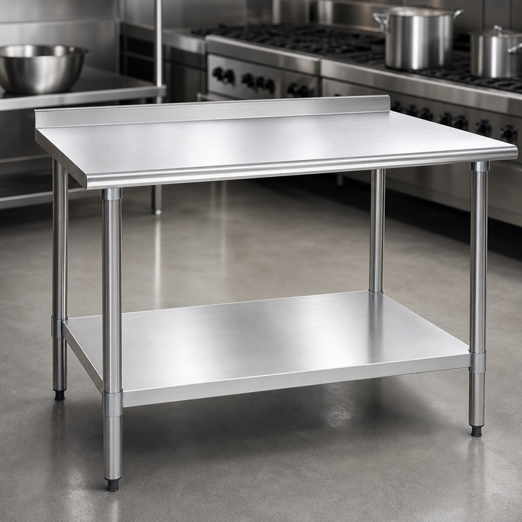 Product image #3 for BlendPort® Deluxe Series 48" x 30" Stainless Steel Work Table with Rear Upturn and Adjustable Undershelf