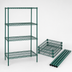 Thumbnail image #3 for Quantum 72 Inch x 12 Inch x 54 Inch Stationary Wire Shelving Starter Kit, 4 Shelves, Green Epoxy Antimicrobial Finish