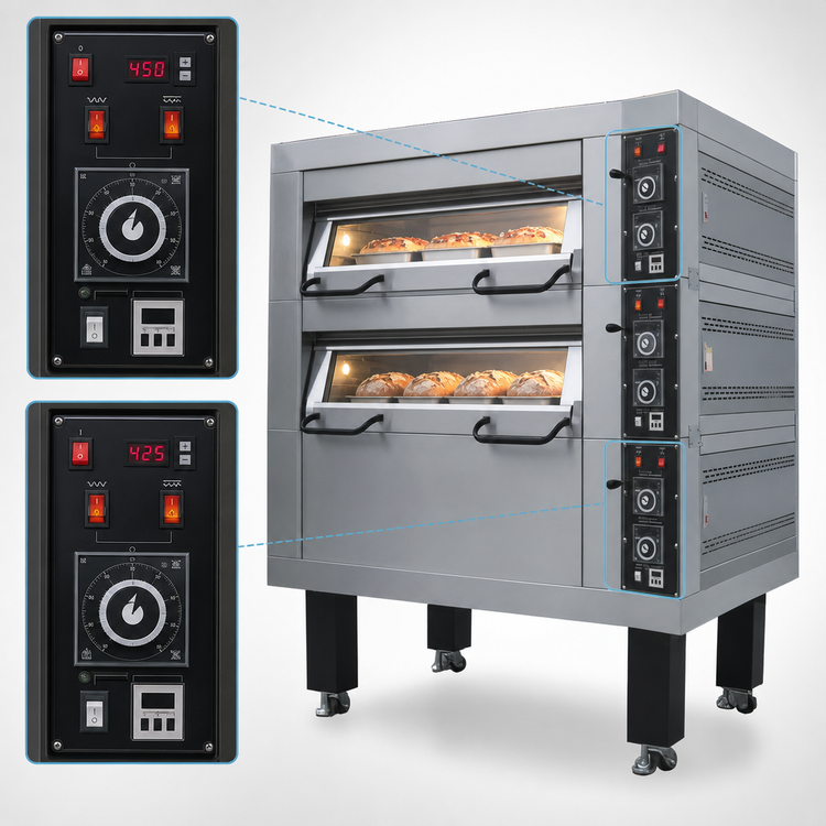 Product image #3 for BakeMax Electric Two-Deck Artisan Stone Deck Oven for 18" x 26" Pans