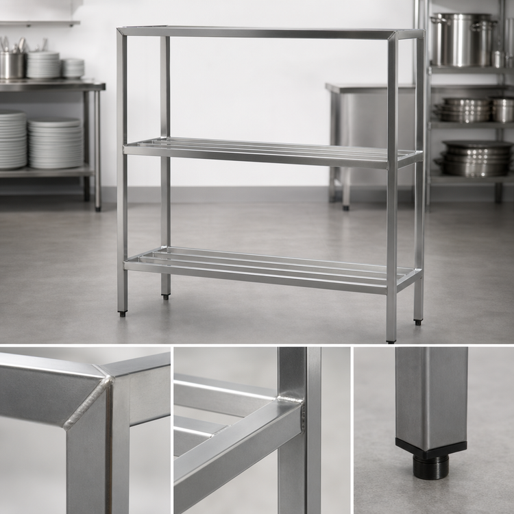 Product image #3 for New Age H.D. Series All-Welded Heavy-Duty Aluminum 3-Shelf Shelving Unit, 72W x 24D x 60H