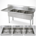 Thumbnail image #3 for BK Resources Three-Compartment Stainless Steel Sink with Left Drainboard and 24 x 24 x 14 Bowls