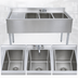 Thumbnail image #3 for BK Resources Three-Compartment Underbar Sink with Left Drainboard, Faucet, and Backsplash