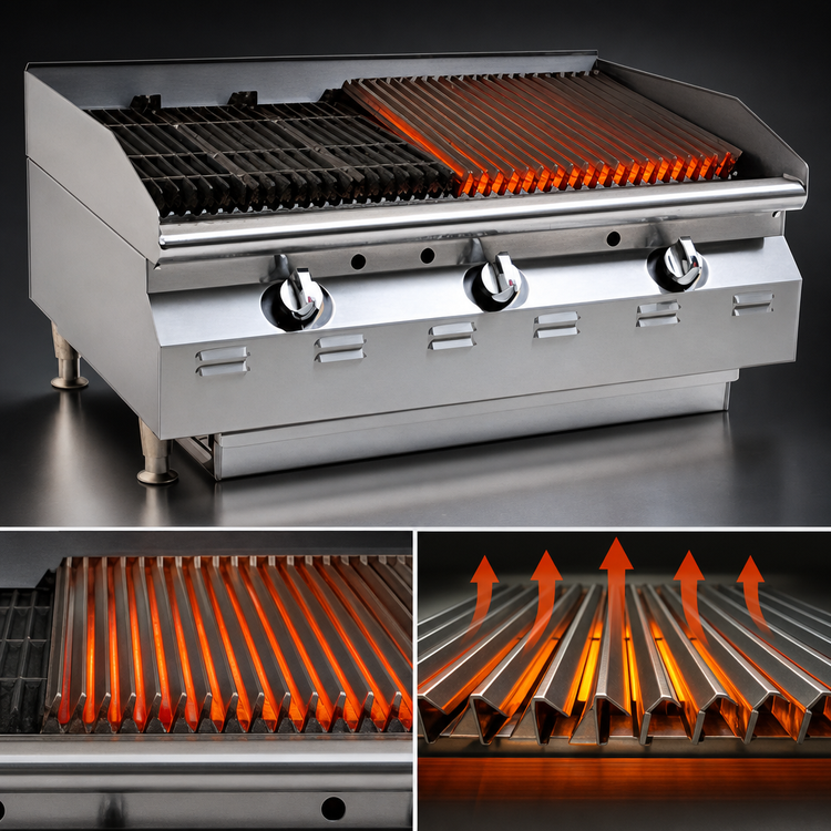 Product image #3 for RedHots Chef Line 48" Countertop Gas Charbroiler with Radiant Heat