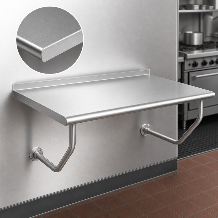 Product image #3 for Advance Tabco Wall-Mounted Stainless Steel Table, 48 x 30 Inches, 14 Gauge 304 Stainless Steel Top