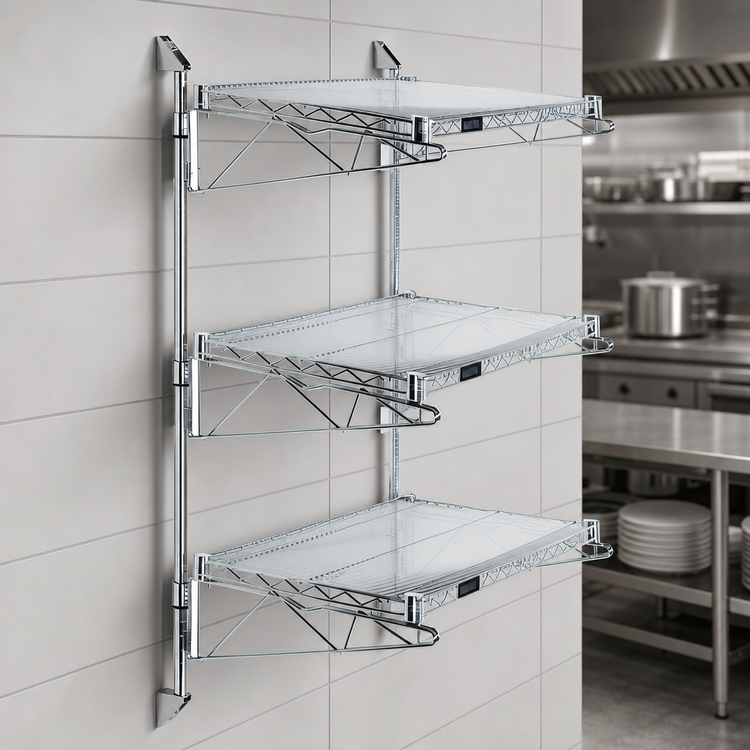 Product image #3 for Quantum Wall-Mounted Cantilever Shelving Starter Unit with 3 Wire Shelves