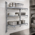 Thumbnail image #3 for Quantum WC54-CB1248GY Wall-Mounted Cantilever Shelf Starter Unit, 3 Wire Shelves, Gray Epoxy Antimicrobial Finish