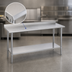 Thumbnail image #3 for Duke Deluxe 48-Inch Wide x 30-Inch Deep 16 Gauge 300 Series Stainless Steel Work Table with 1-1/8 Inch Straight Riser and Stainless Base