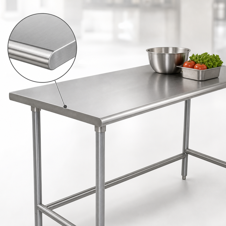 Product image #3 for Advance Tabco 72" x 24" 16-Gauge 304 Stainless Steel Top Open Base Work Table with Galvanized Legs