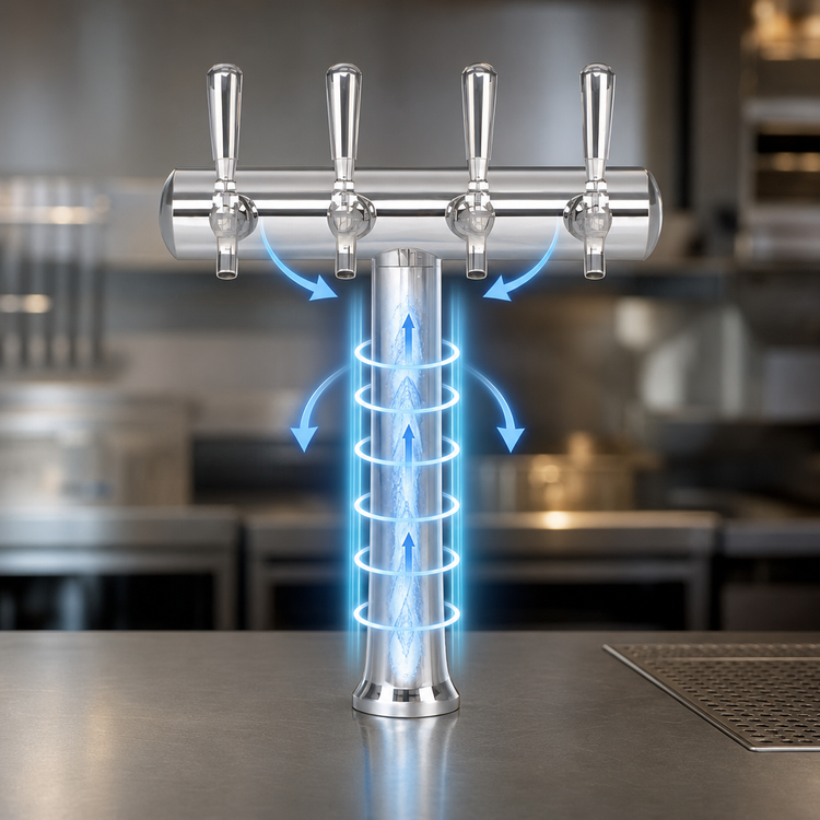 Product image #3 for Havana 1-Column Countertop Glycol-Cooled Draft Beer Tower, 4 Faucets, Chrome Finish