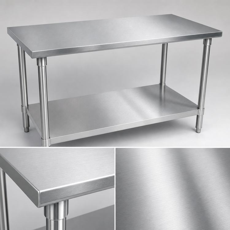 Product image #3 for John Boos Stallion 84-Inch x 30-Inch 16-Gauge 300 Series Stainless Steel Work Table with Safety Edge