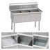 Thumbnail image #3 for BK Resources Three-Compartment Stainless Steel Sink, No Drainboards, 24