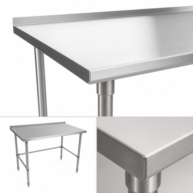 Product image #3 for John Boos Stallion 30" x 24" Stainless Steel Work Table with 1-1/2" Rear Up-Turn and Safety Edge
