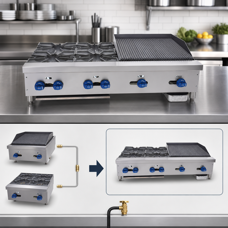 Product image #3 for Comstock-Castle 48-Inch Countertop Gas Char-Broiler/Griddle Combination with 24-Inch Griddle and 24-Inch Radiant Broiler