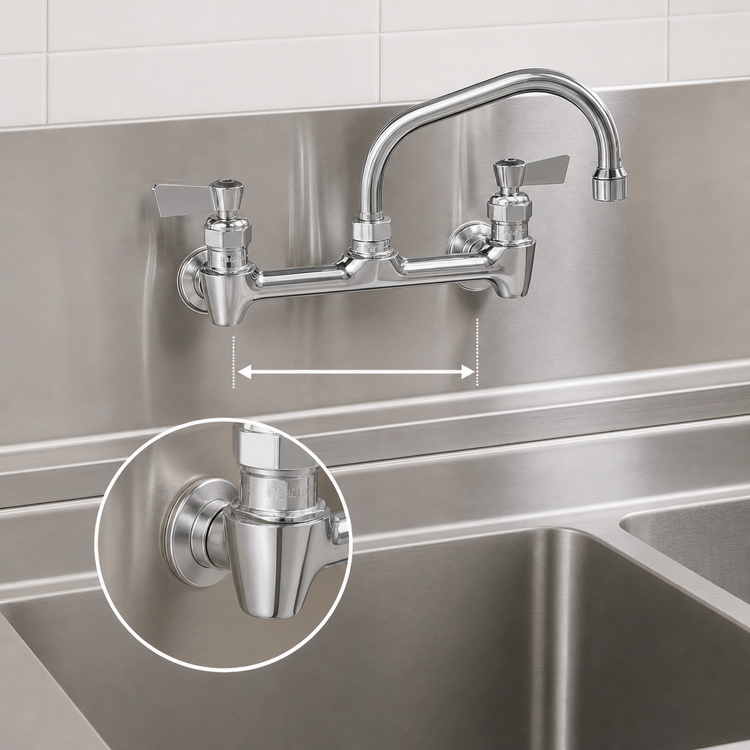 Product image #3 for Fisher 8-Inch Centers Backsplash-Mount Faucet with 6-Inch Swing Spout and EZ Install Adapters