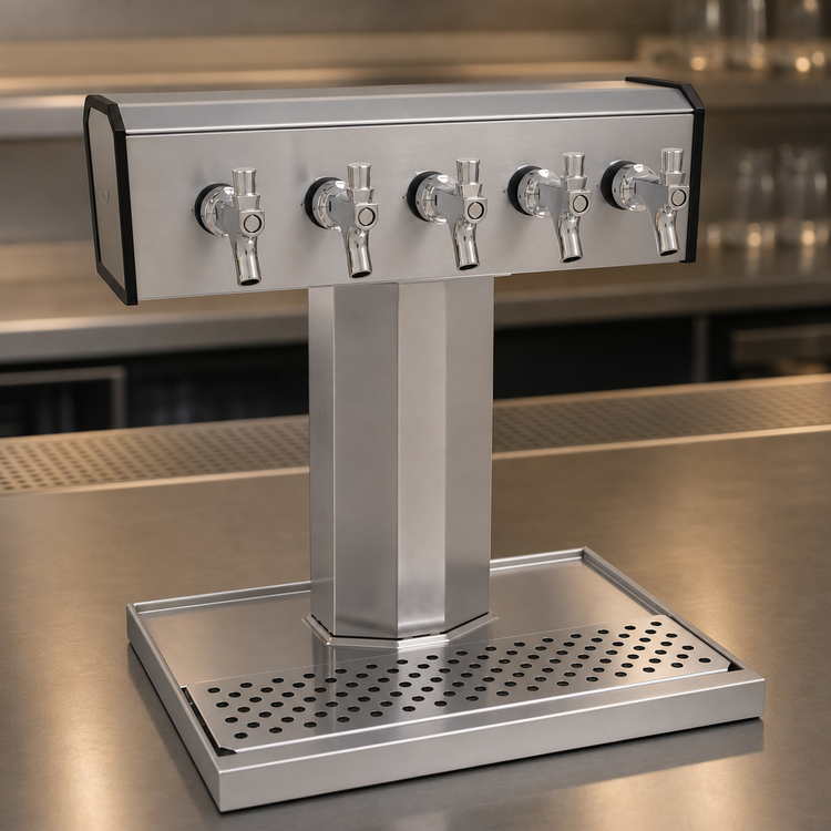 Product image #3 for Glastender Countertop Tee Draft Dispensing Tower, 5 Faucets, Glycol-Cooled, Stainless Steel