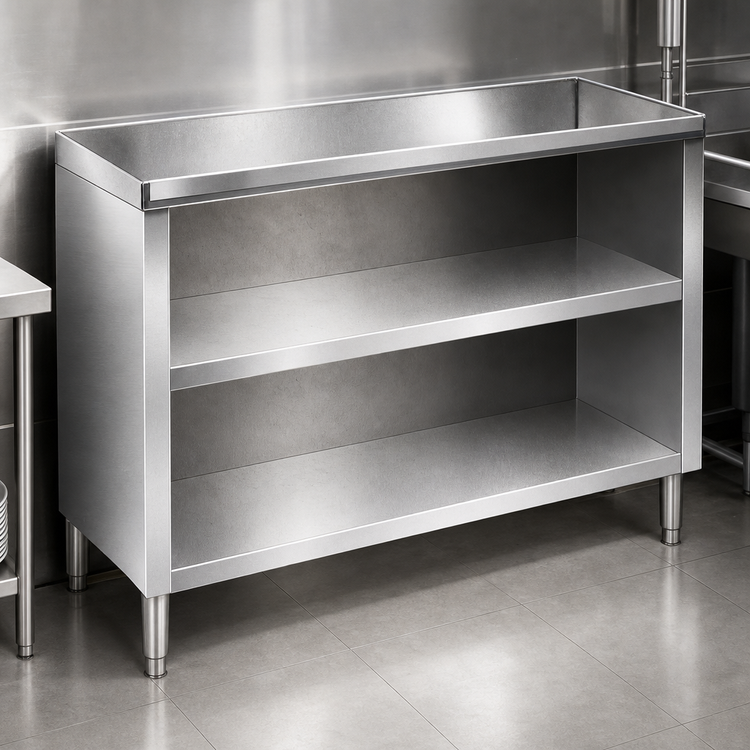 Product image #3 for 36 Inch Stainless Steel Dish Cabinet with Open Base and Mid-Shelf