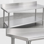 Thumbnail image #3 for Duke Manufacturing 316S-3672-5R 72 x 36-Inch Stainless Steel Work Table with 5-Inch Riser, 16-Gauge 300 Series Top and Undershelf