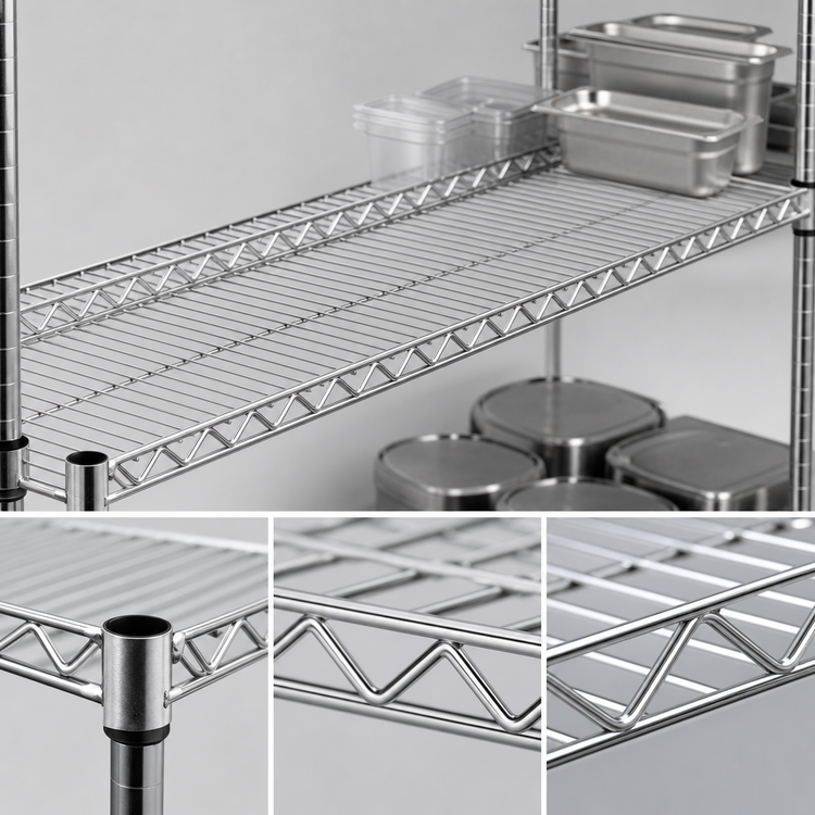 Product image #3 for Eagle QuadTruss 30-Inch W x 14-Inch D Stainless Steel Wire Shelf, 800 lb Capacity