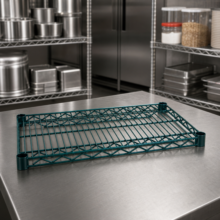 Product image #4 for Advance Tabco Special Value 30" x 21" Heavy Duty Green Epoxy Coated Wire Shelf