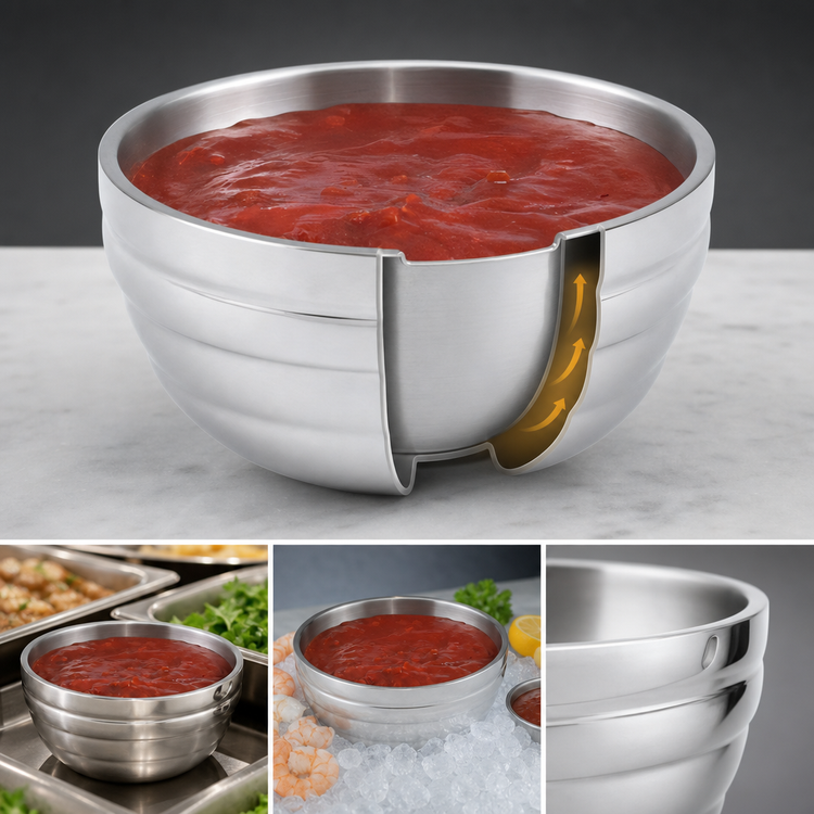 Product image #3 for Vollrath Round Beehive Insulated Double-Wall Stainless Steel Serving Bowl, 0.75 Quart