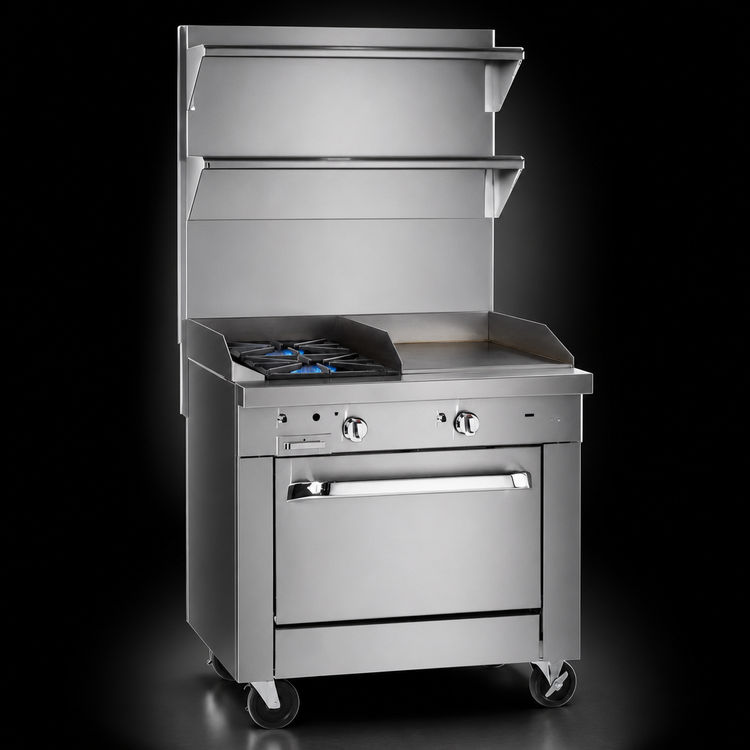 Product image #3 for Southbend Platinum 32-Inch Heavy Duty Gas Range with 2 Open Burners, 16-Inch Griddle, 1-Inch Plate and Cabinet Base
