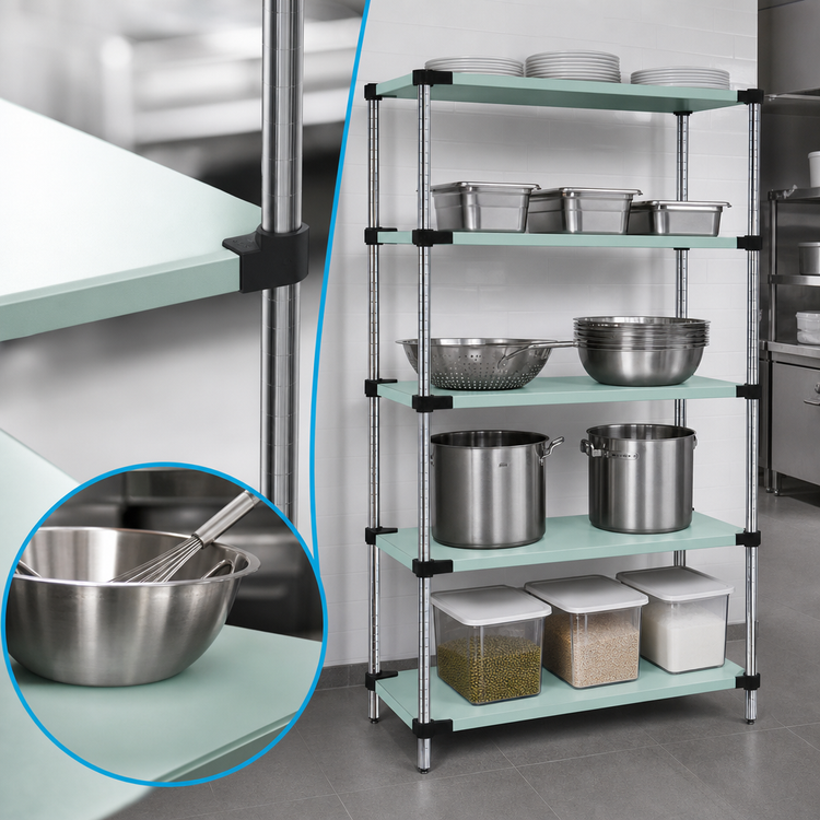 Product image #3 for Quantum 5-Shelf Solid Stainless Steel Shelving Starter Kit, 42 x 21 x 54 Inches