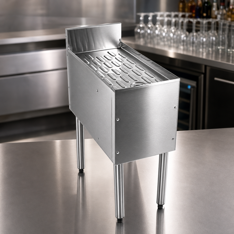 Product image #3 for CHOICE by Glastender 36-Inch x 19-Inch Freestanding Stainless Steel Underbar Drainboard with Corrugated Work Surface
