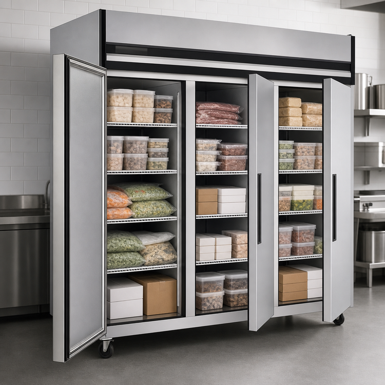 Product image #3 for Maxx Cold X-Series Three-Section Reach-In Upright Freezer, 72 Cu. Ft., Stainless Steel