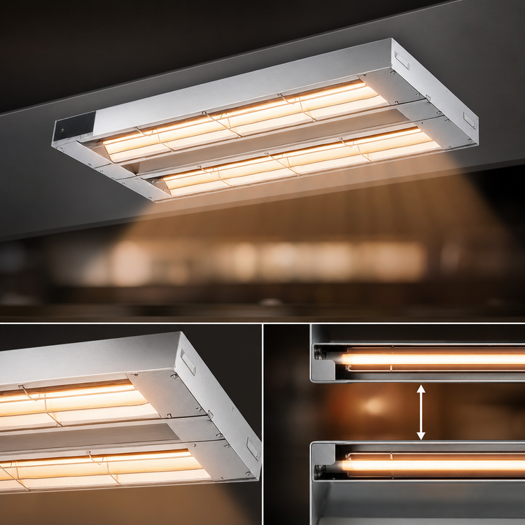 Product image #3 for Hatco Glo-Ray 36-Inch Double-Rod Infrared Strip Heater, 1600-Watt, Unlighted, Aluminum
