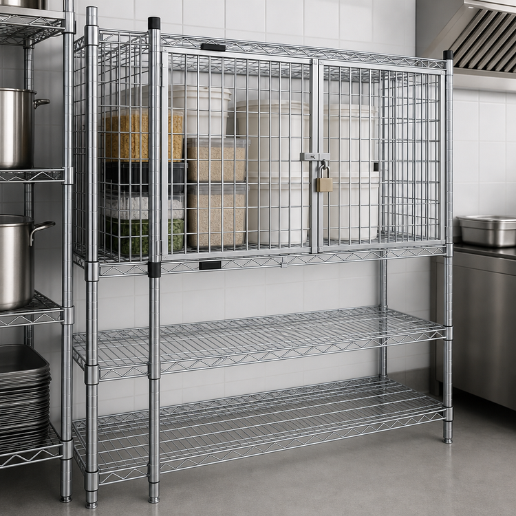 Product image #3 for 24 x 60 Wire Shelving Security Enclosure Kit with Hinged Doors, Zinc Finish