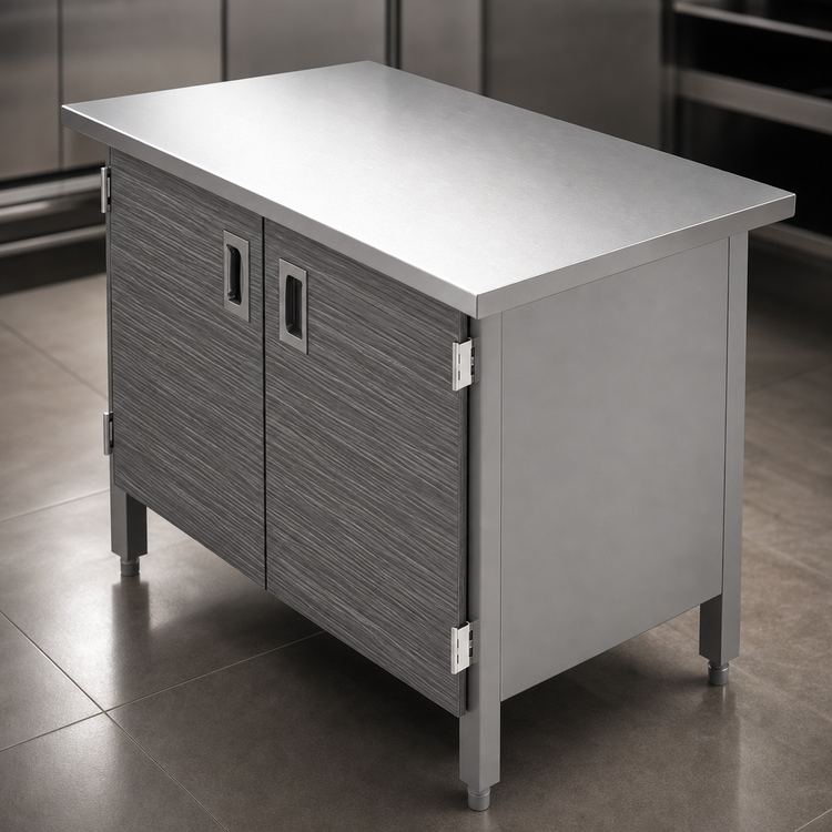 Product image #3 for John Boos 84-Inch x 24-Inch Stainless Steel Enclosed Work Table with Cabinet Base and Hinged Doors