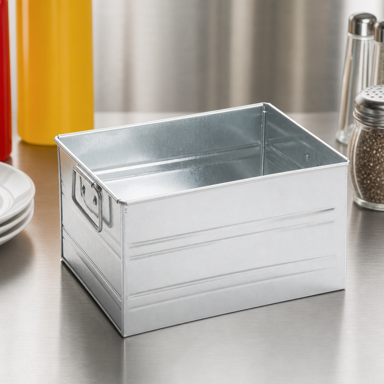 Product image #3 for American Metalcraft Rectangular Galvanized Steel Condiment Caddy, 7 x 5-3/4 x 4 Inches