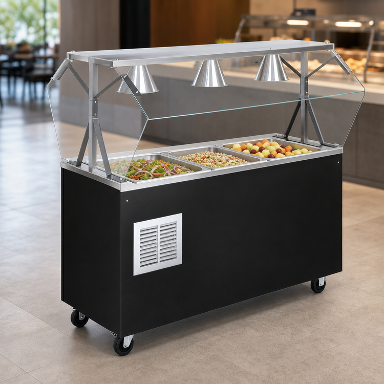 Product image #3 for Vollrath 2-Series Affordable Portable Refrigerated Cafeteria Unit with Granite Wrapper, Breath Guard, 3-Pan, Mobile