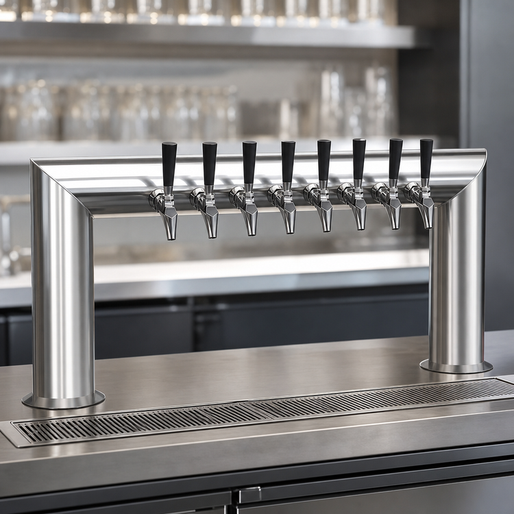 Product image #3 for Krowne Eight-Faucet Pass-Thru Beer Tower, Glycol-Cooled, 37-Inch OA Length, Brushed Stainless Steel