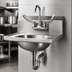 Thumbnail image #3 for Wall-Mount 304 Stainless Steel Hand Sink with Gooseneck Faucet and Wrist Handles