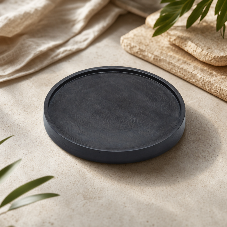 Product image #4 for Upton Collection 9-Inch Round Espresso Acacia Wood Plate