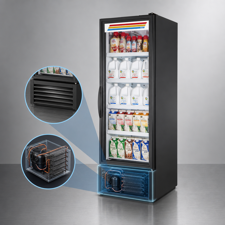 Product image #3 for True FLM-27~TSL01 Full-Length 1-Section Glass Door Refrigerator Merchandiser, 27 Inch, Self-Contained Bottom Mount