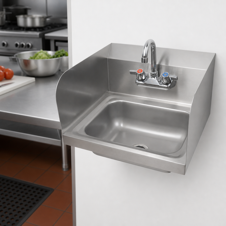 Product image #3 for John Boos Pro-Bowl Wall-Mount Stainless Steel Hand Sink with Side Splashes and Faucet Included