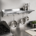 Thumbnail image #3 for John Boos Stallion Wall-Mounted Pot Rack Shelf with 2 Hooks, 24 x 18 x 13 Inches, Stainless Steel