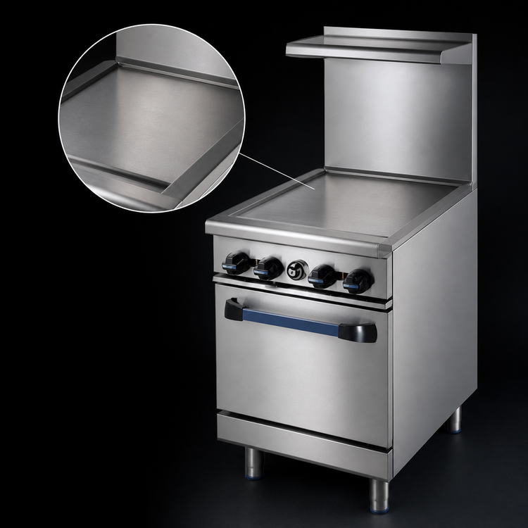 Product image #3 for Turbo Air Radiance 24-Inch Heavy Duty LP Gas Restaurant Range with 3/4-Inch Thermostatic Griddle and Space Saver Oven