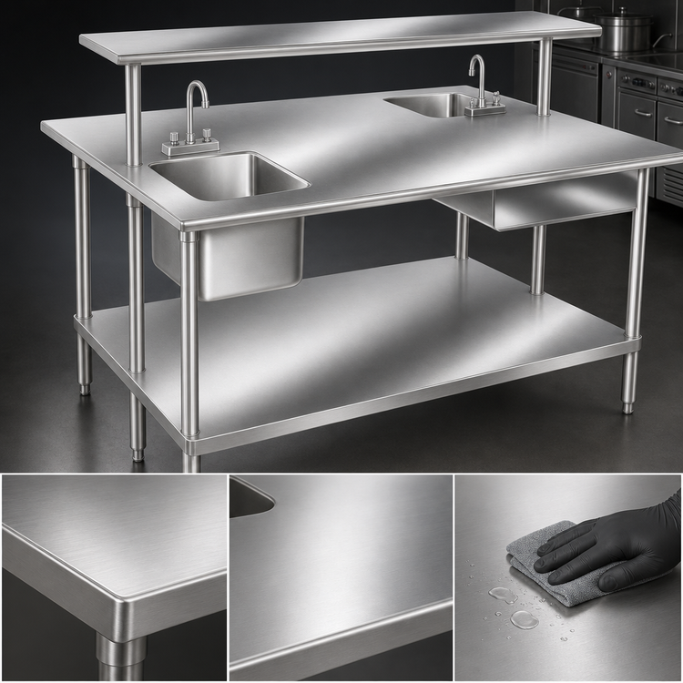 Product image #3 for Advance Tabco 60" x 48" 14-Gauge 304 Stainless Steel Flat Top Work Table