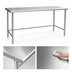 Thumbnail image #3 for BlendPort Deluxe Series 60-Inch x 30-Inch Flat Top Stainless Steel Work Table with Open Stainless Steel Tubular Base