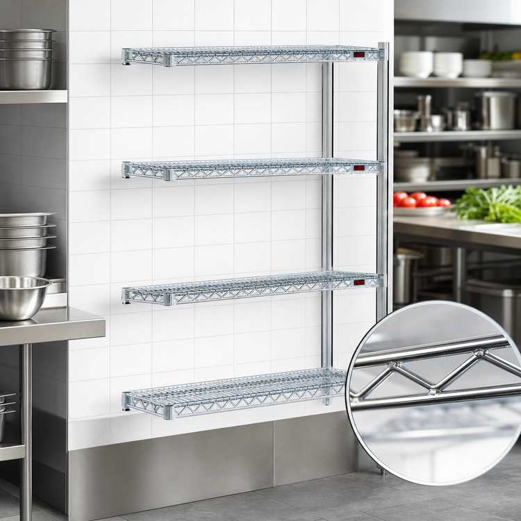 Product image #3 for Eagle Group 4-Tier Add-On Wire Shelving Unit with QuadTruss, 60 x 24 x 74 Inches, Chrome-Plated