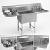 Thumbnail image #3 for BK Resources One-Compartment Double Drainboard Commercial Sink, 16 x 20 x 12 Bowl, 52-Inch Wide