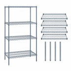 Thumbnail image #3 for Quantum WR74-2460GY 4-Shelf Stationary Wire Shelving Starter Unit, 60"W x 24"D x 74"H, Gray Epoxy Antimicrobial Finish