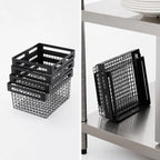 Thumbnail image #4 for American Metalcraft Twilight BNRB129 Rectangular Nestable Metal Serving Basket, Black, 12-1/8 x 10 x 8 Inches Case of 8
