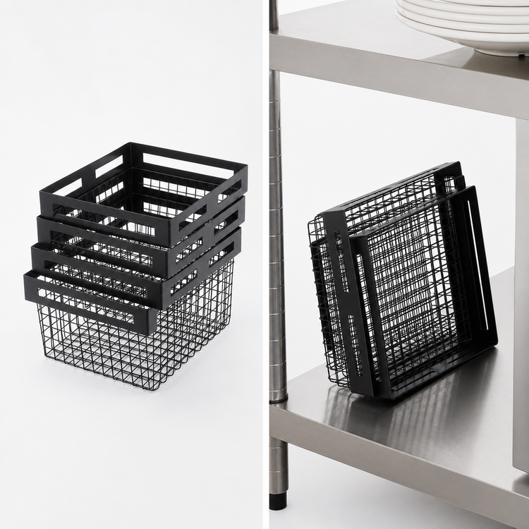 Product image #4 for American Metalcraft Twilight Rectangular Nestable Metal Serving Basket, Black, 12-1/8 x 10 x 8 Inches