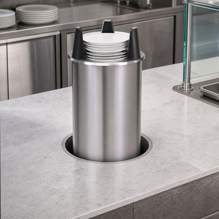 Product image #3 for Eagle Group Director's Choice Drop-In Unheated Shielded Dish Dispenser for 5-1/8-Inch to 5-3/4-Inch Round Plates