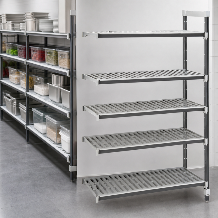Product image #3 for Cambro Camshelving Elements XTRA Stationary Add-On Shelving Unit, 24"W x 60"L x 84"H, 5-Tier, Vented